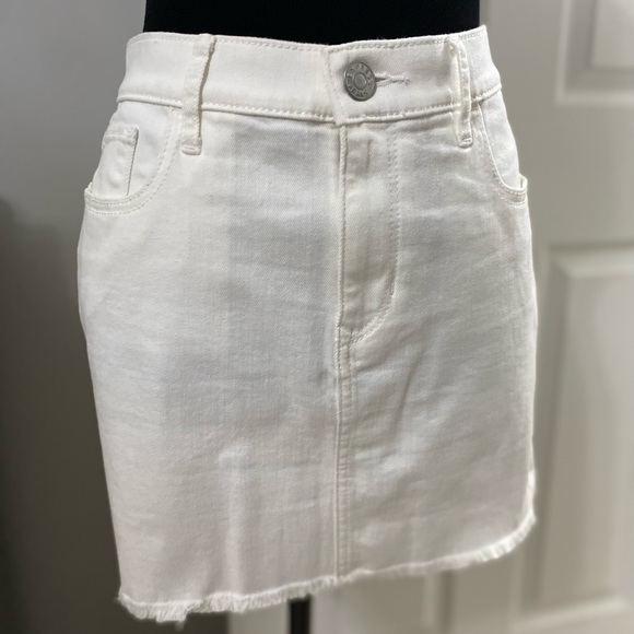 High Waisted White Jean Skirt - Picture 1 of 4